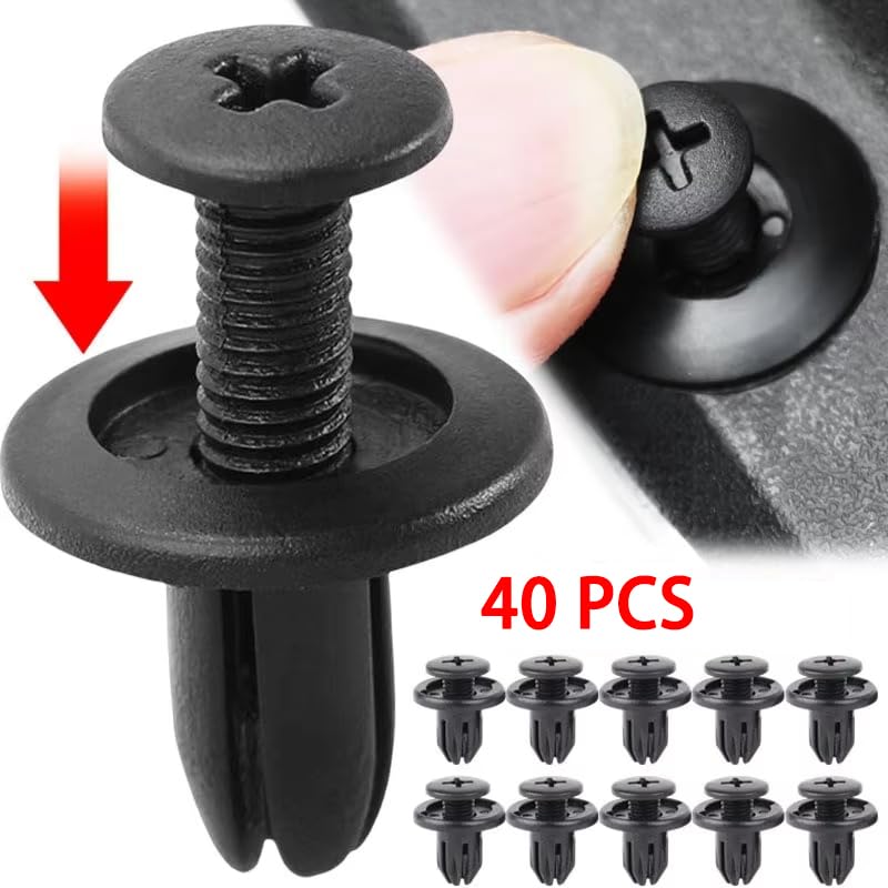 [Set of 40] For Toyota, Honda, Suzuki and Daihatsu Cars, Impact Resistant Nylon, Black,