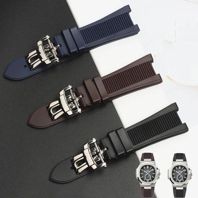 25mm Rubber Silicone Watchband With Folding Buckle  For PATEK PHILIPPE Strap Nautilus Series Watchband 5711 / 5712 Bracelet