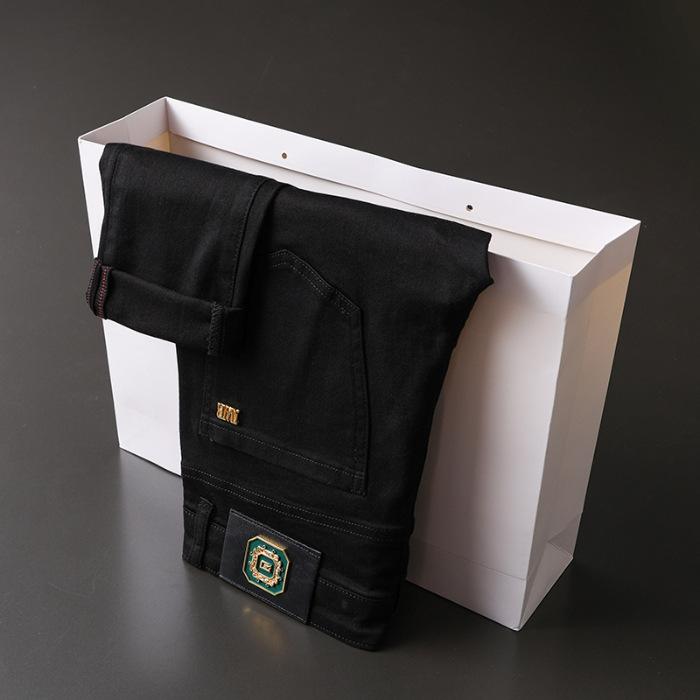 

Весенние и осенние мужские высококачественные джинсы Three Proof Elastic, высококачественные белые модные универсальные маленькие прямые брюки, модные брюки 34