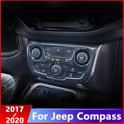 Dla Jeepa Compass 2017 2018 ABS Chrom Samochodowy panel przełącznika klimatyzacji osłona ramki wykończenie Akcesoria samochodowe