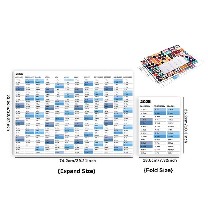 2025 Year Yearly Planner Wall Calendar Office Home Wall Organizers Planner from 01/2025 To 12/2025