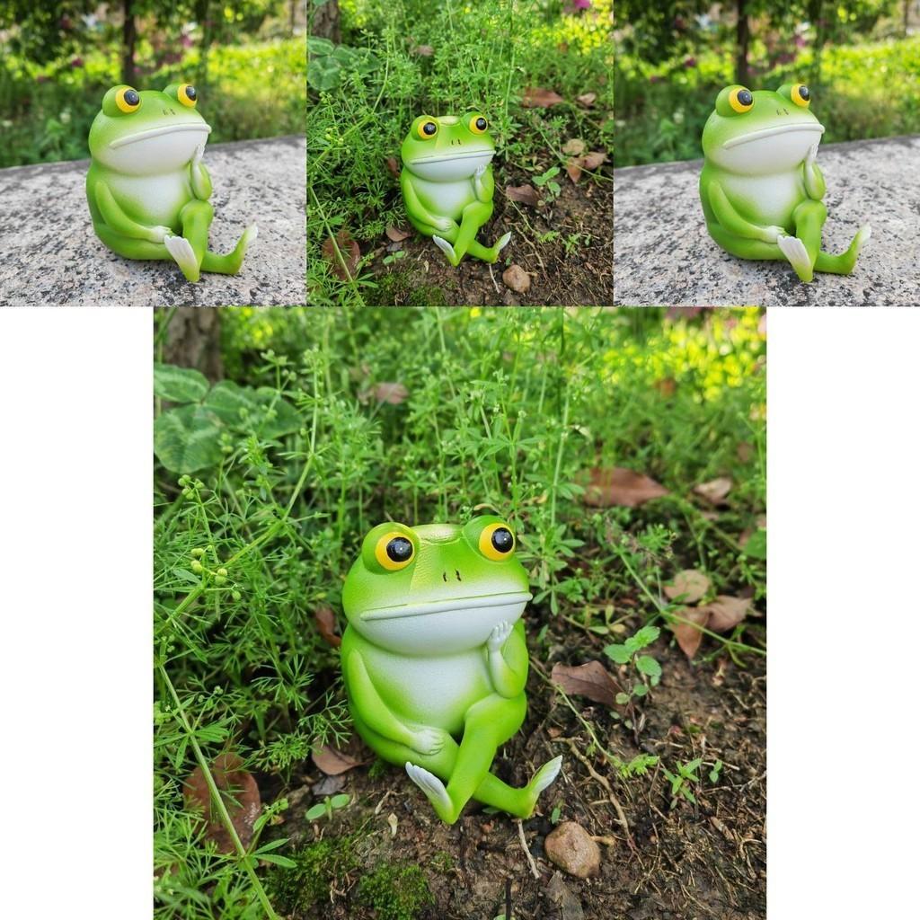 Urocza Zamyślona Żaba Statua Ogrodowa Rzeźba Do Dekoracji Domowego Biurka Z Żywicy