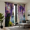 2pcs set HD lakeside Wisteria flower landscape decorative curtain Purple tie digital printed curtain Home Decoration style De
