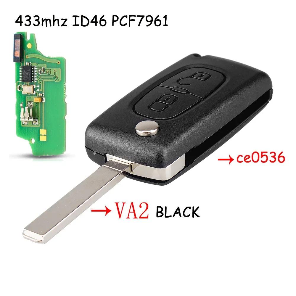 KEYYOU 2 3 Buttons For Peugeot 207 307 308 407 607 807 433MHz ID46 7941 CE0536 CE0523 VA2/HU83 Blade Flip Car Key Fob ASK FSK