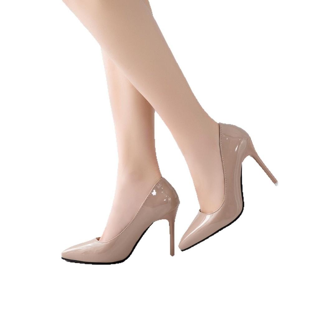 Spring High Heel Shoes For Women With Pointed Toe Pu Slipon For Office And Formal Wear