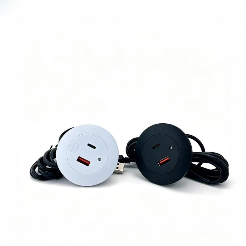 Multifunctional 2.0A 5V USB Type C Embedded Charger Furniture Desktop Power Socket for Sofa Home Office Use