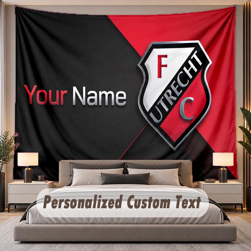 Custom Name Text Tapestry FC Utrecht Personalized Polyester Wall Tapestry For Bedroom And Room