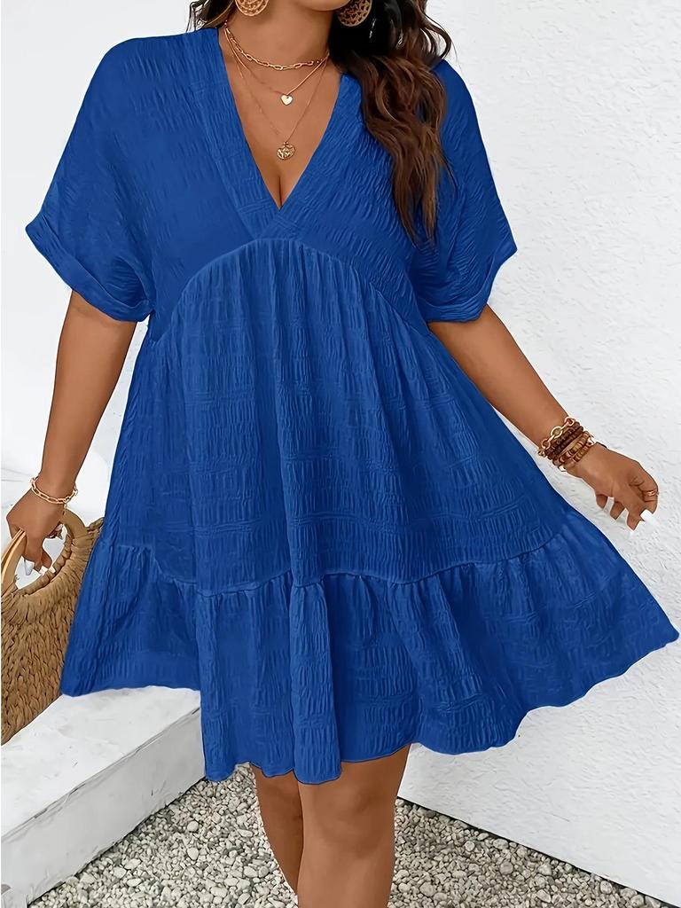 Nuevo Vestido Casual de Verano para Mujer 2025 con Escote en V Profundo, Manga Corta y Corte Holgado