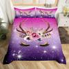 Unicorn Eyelas Duvet Cover Gradient Red and Purple Rainbow Golden Long Lashes Glittering Polyester Bedroom Decorations Women Kid