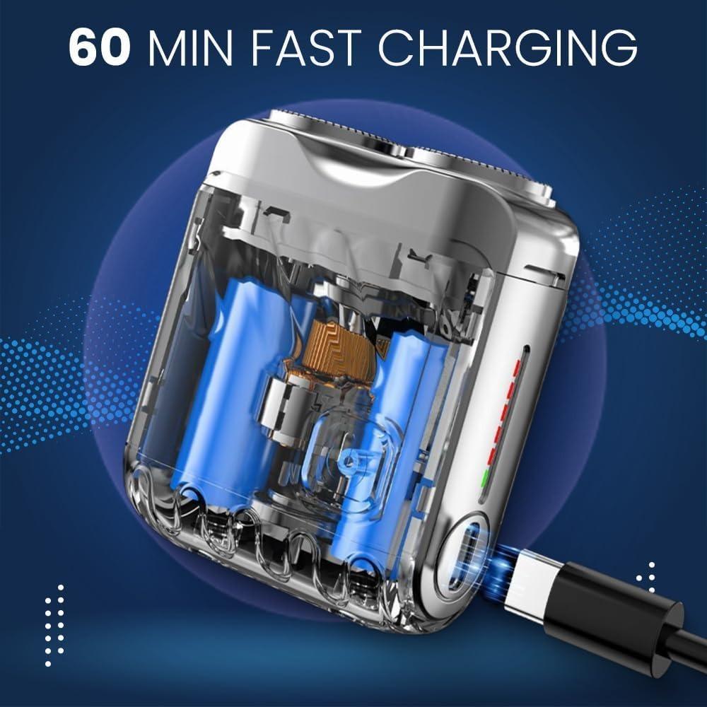 Portable rotary dual-ring electric shaver, 2026 upgraded waterproof mini electric shaver, rechargeable single-button long-lasting electric shaver.