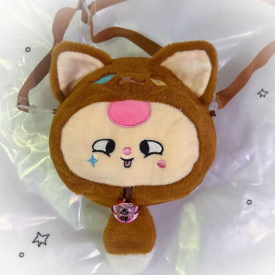 Cute Lucky Cat Plush Shoulder Bag - Cartoon Toy Cat Figurine for Girls' Birthday Gift
