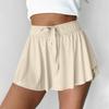 Women's Tennis Skirt Summer Elastic High Waist Drawstring A-Line Golf Exercise Short Skirt With Slits (Built-in Shorts)