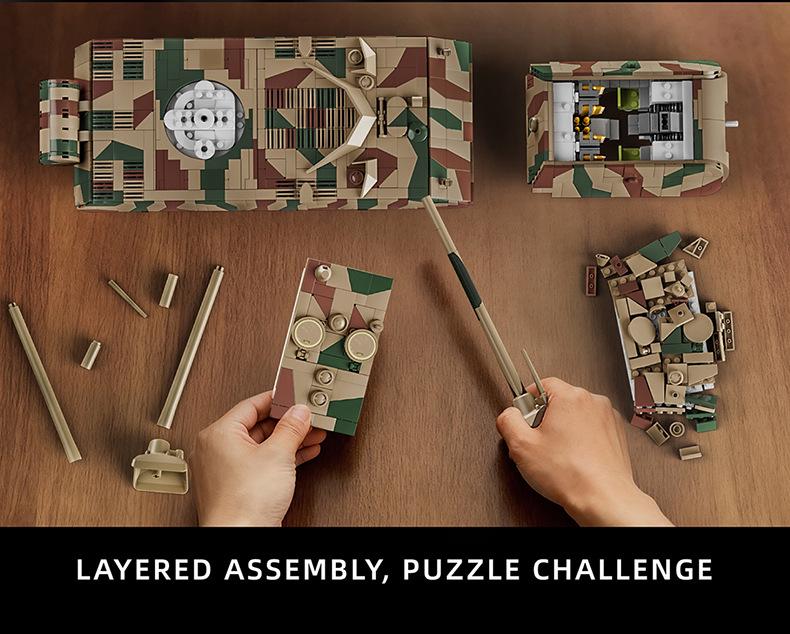 12GO-97025 Camouflage Edition Heavy Tank Building Blocks Model Toy for Boys