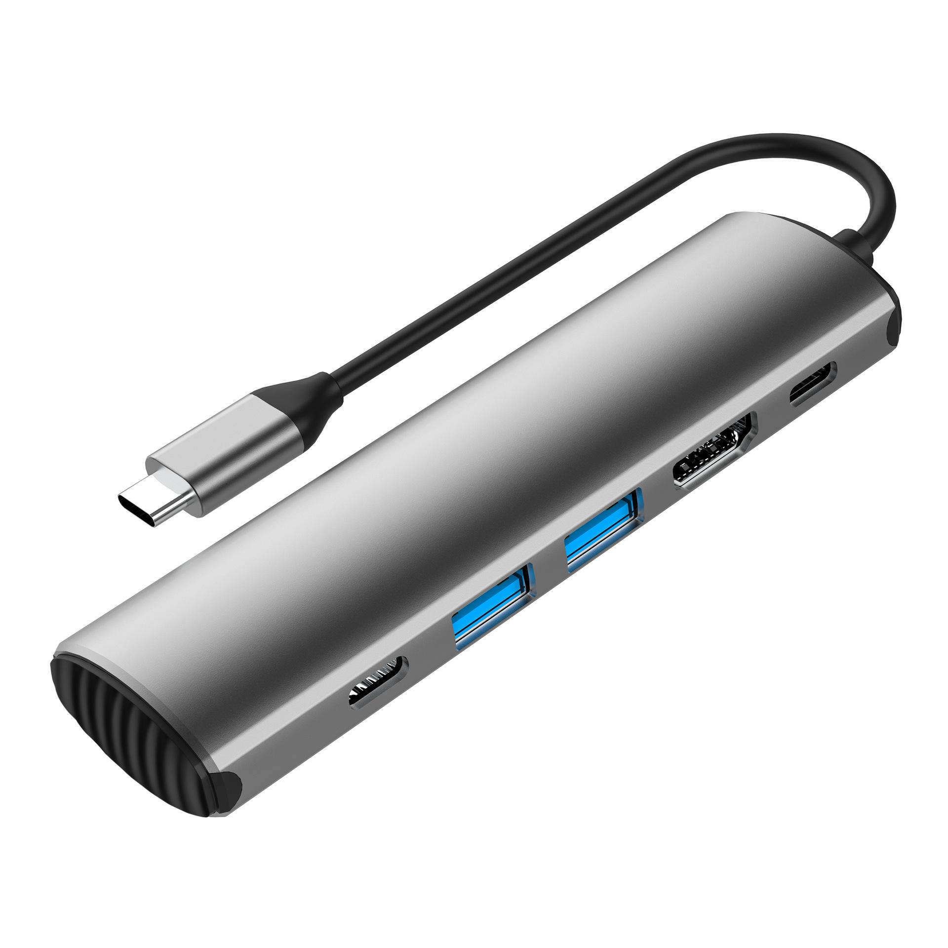 

FX-2310C 5-in-1 Data Transfer Type-C Hub with 4K 60Hz HD,USB-A/USB-C and PD 140W Charging Port As Shown A