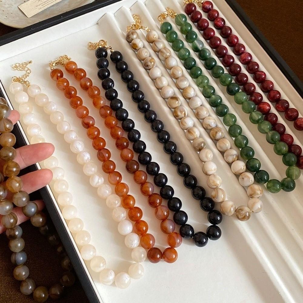Vintage Round Beads Collarbone Chain Colorful Bohemian Clavicle Jewelry Fashion