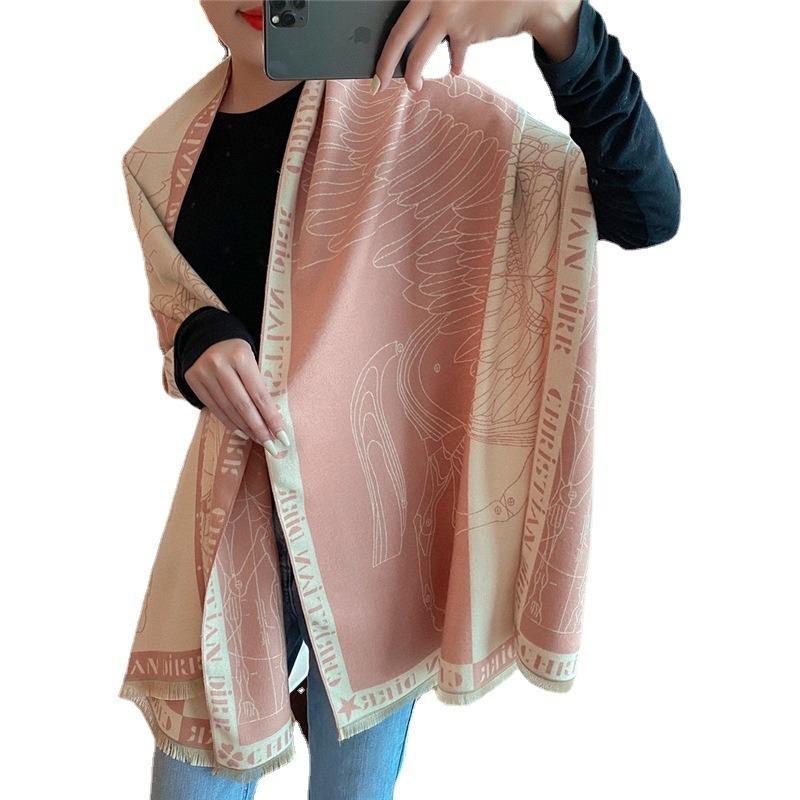 Winter scarf women's new meteor horse color matching scarf sweet warm scarf imitation cashmere shawl women