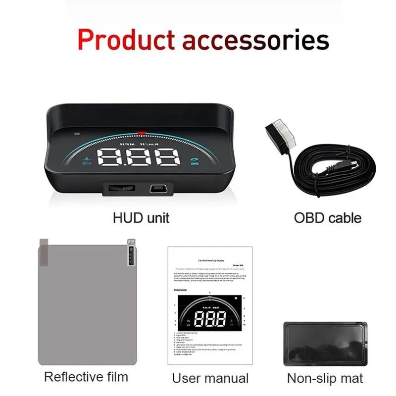M8 OBD HUD Projector Display Car Head-Up Display Speedometer 5 Alarm Overspeed Voltage Warning Electronic Car Electronics Parts