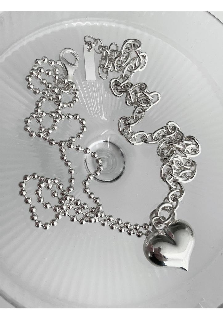 Korean Inspired Sweetheart Double Layer Necklace - Retro Peach Heart Clavicle and Creative Sweater Chain for Women