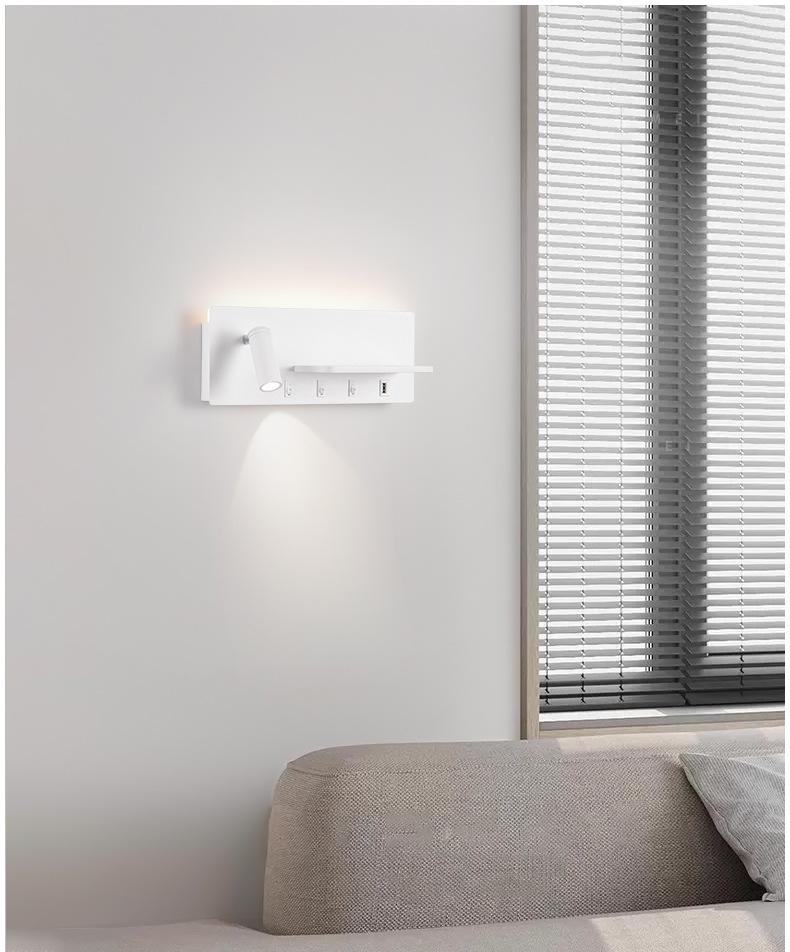 USB Wall Lamp: Modern LED Bedside Reading Light for Living Room, Guest Room, or Hotel
