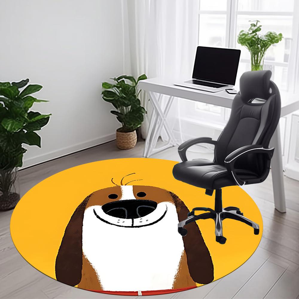 1PC Puppy Pet Office Round Area Rug, Mat Suitable ForOffice, Under Office Chairs Bedroom Living Room Home Decor, Room Deco
