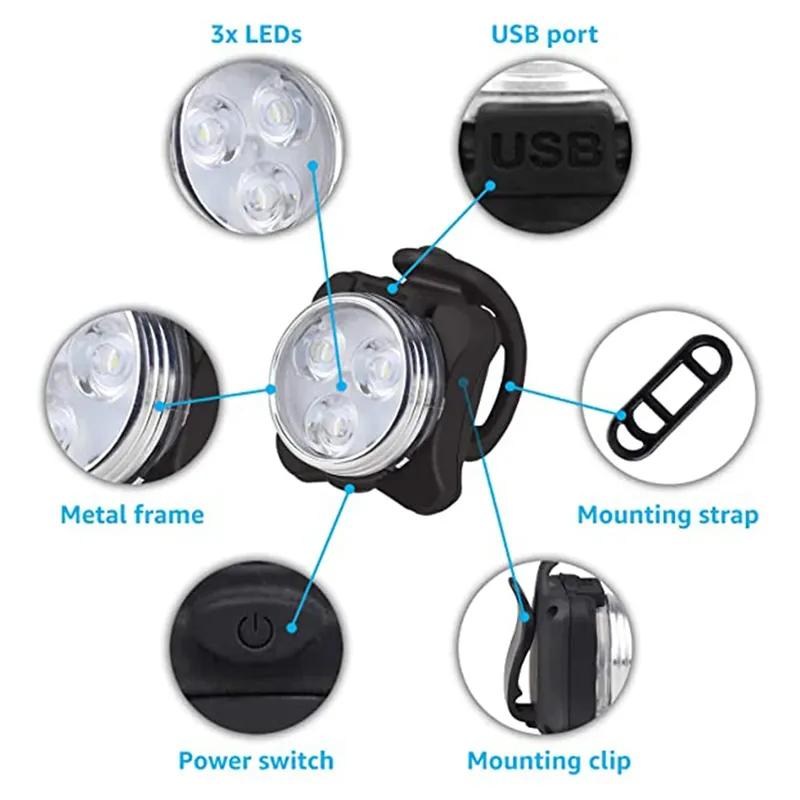 Bicycle Front Rear Light Bike Warning Taillight USB Rechargeable LED Bike Light Waterproof MTB Cycling Lamp Bike Accessories