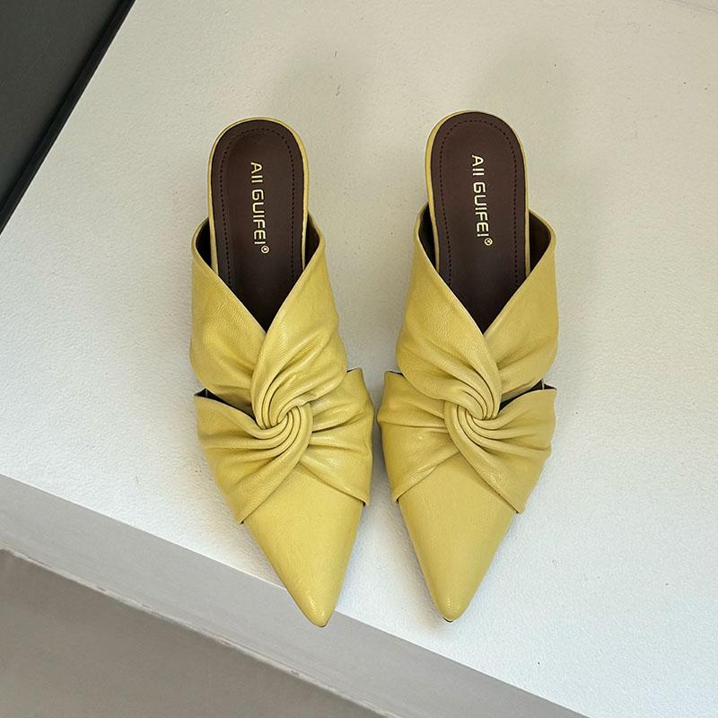 Fashion Fashion Pointed Toe Female 5CM Heels Women Slippers Slides Mules Shoes New In Summer Spring Ladies Heeled Slippers Sandals Shoes