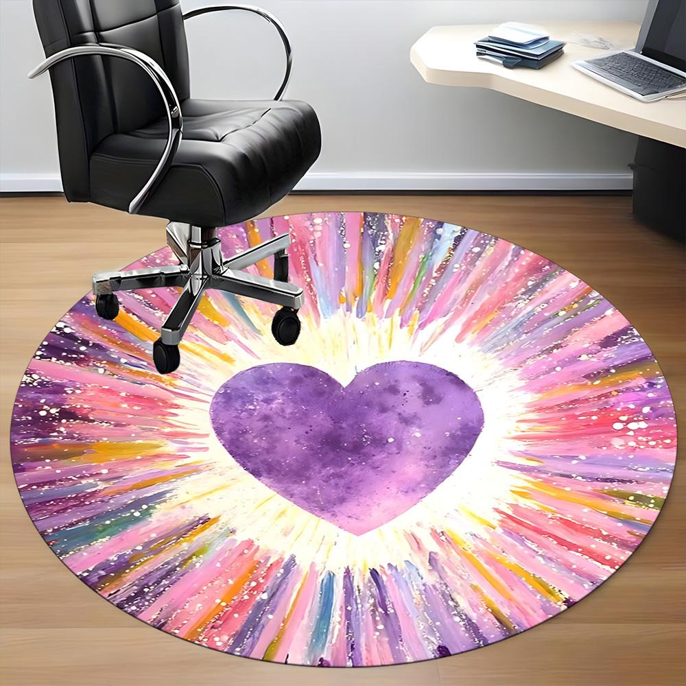 1pc Heartburst Office Round Area Rug,  Mat Suitable ForOffice, Under Office Chairs Bedroom Living Room Home Decor, Room Deco
