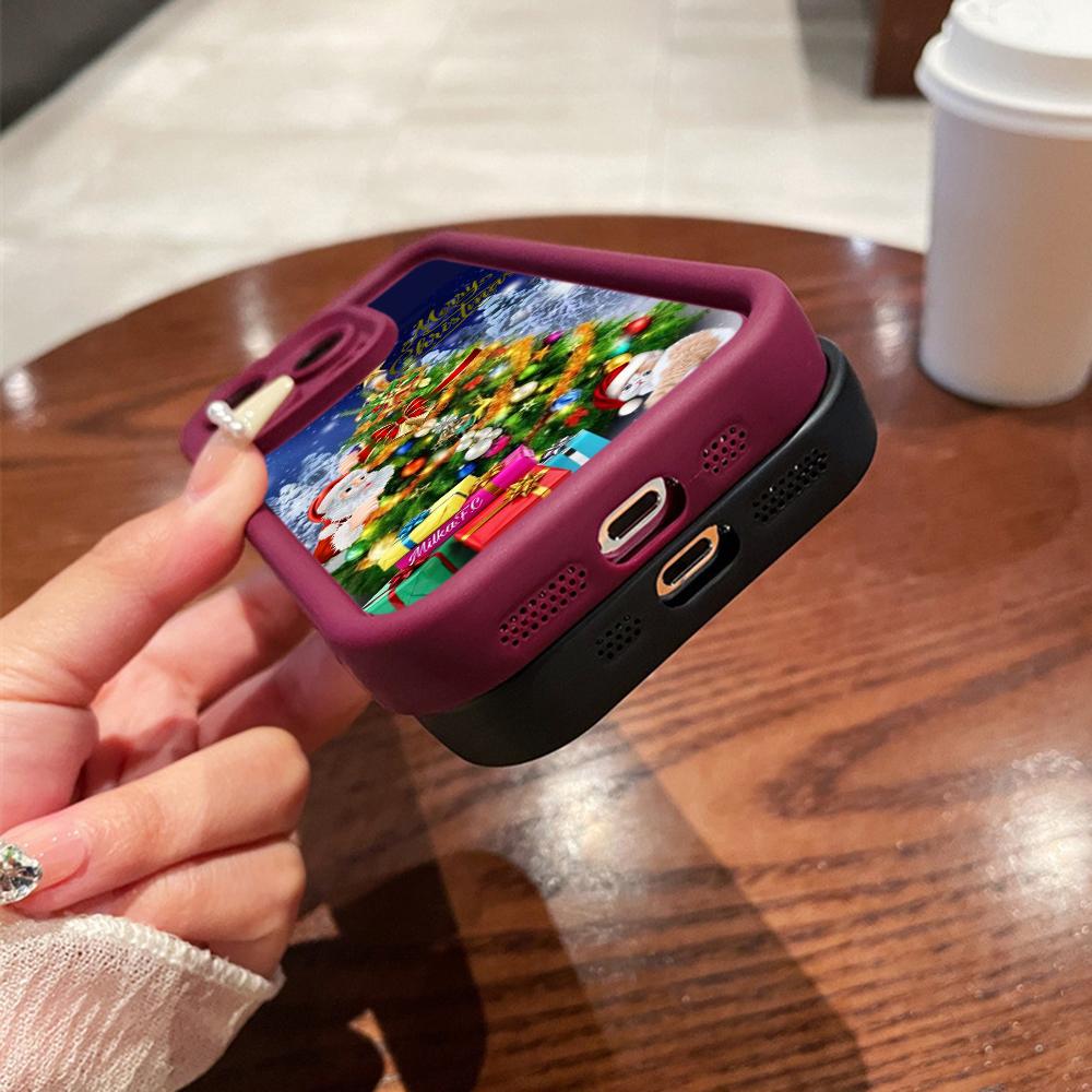 Ae119 Merry Christmas Santa art design Phone Cases for iPhone 16 14 13 11 Pro Max 15 7 8 6 Plus 12 mini XR XS Max SE Angel Eye Ladder Protective Cover