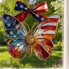 Yousheng Independence Day Patriotic Hanging Decoration, Butterfly Hummingbird Cat Bell Ornament for 4th of July, USA 250th Anniversary Stained Glass