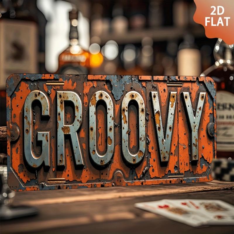2D Flat, 1pc Retro Metal Aluminum Wall Sign 6x12 Inch - Vintage Rustic Decor with Metallic Finish