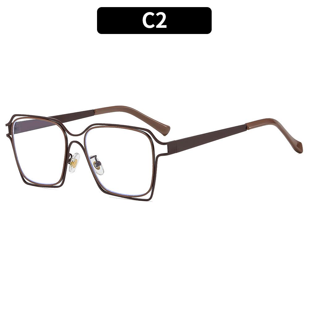Women's eyeglasses - unisex fashion square hollow metal glasses