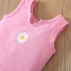 Girls 2 Piece Outfit 1-8Y Pink Sleeveless Tank Top with Striped Shorts Set Kids Summer Floral Clothing Sets