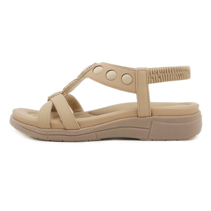 Fashion New 2025 European American Sandals Latex Bohemian Rhinestones Comfortable Vacation Large Size Flat Shoes Fashionable Breathable