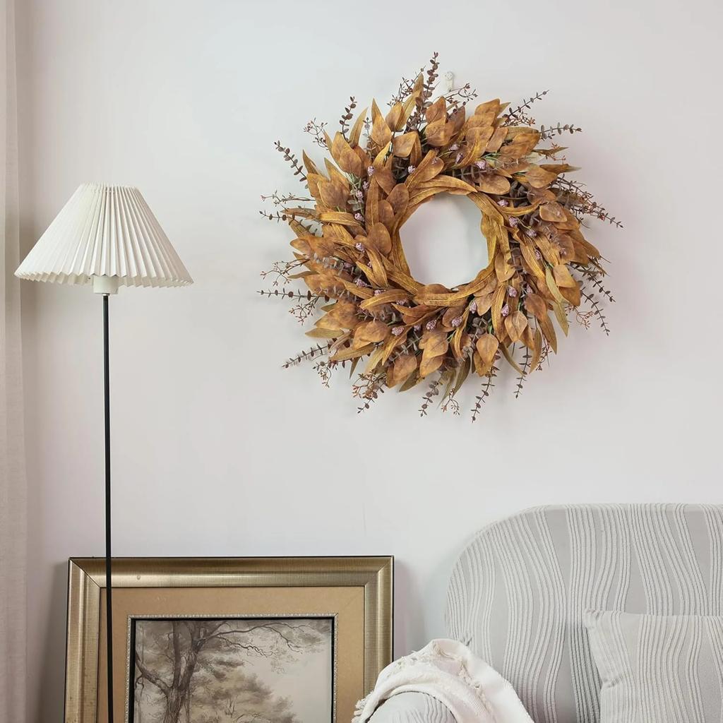 HalloweenAutumn Flower Wreaths, Pumpkin And Berry Door Hangings, HarvestFestival Rattan Rings