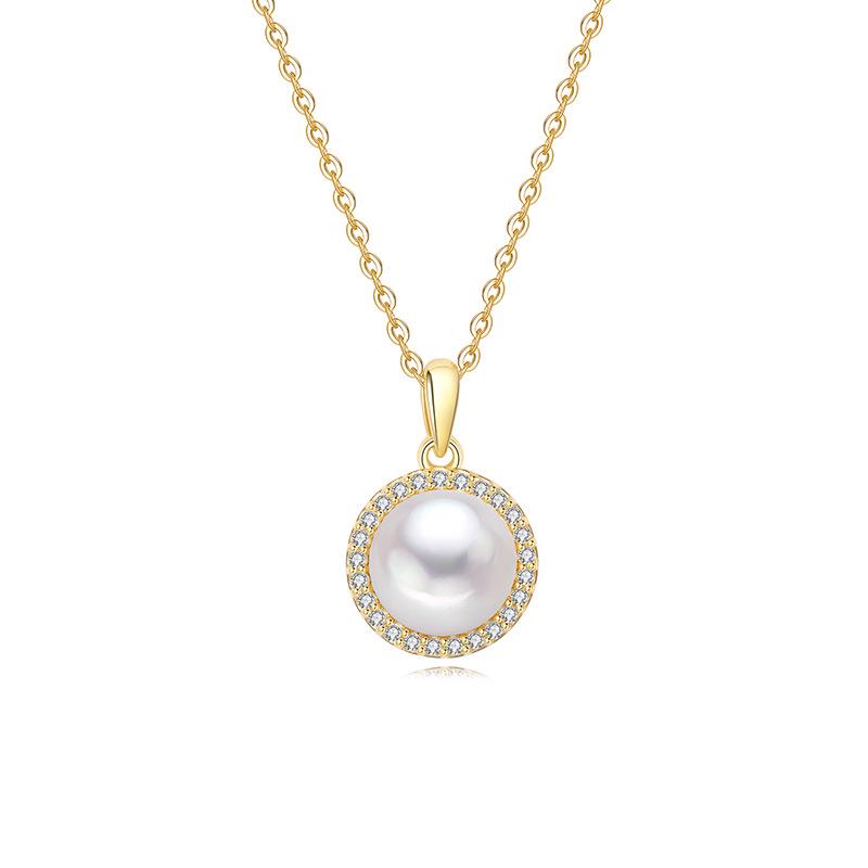Elegant S925 Sterling Silver Freshwater Pearl & Diamond Necklace for Women S925 Silver