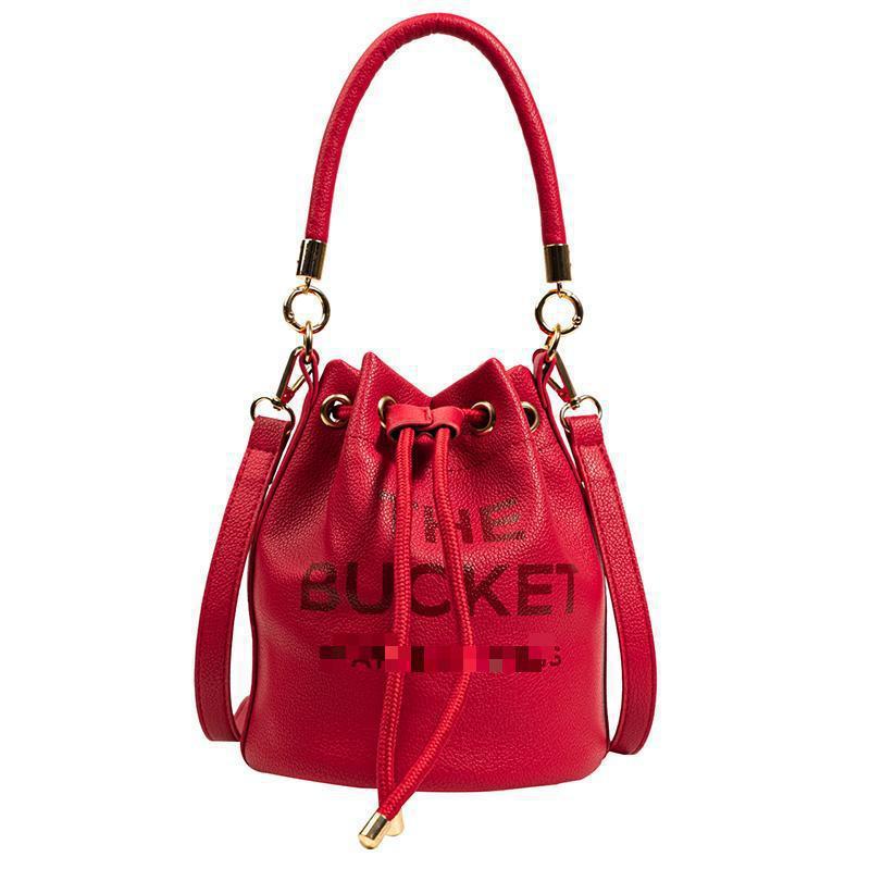 ROBINE Leren Emmer Tas, 20x18x9cm Enkele Schouder Crossbody Tas met Meerdere Binnenvakken rood