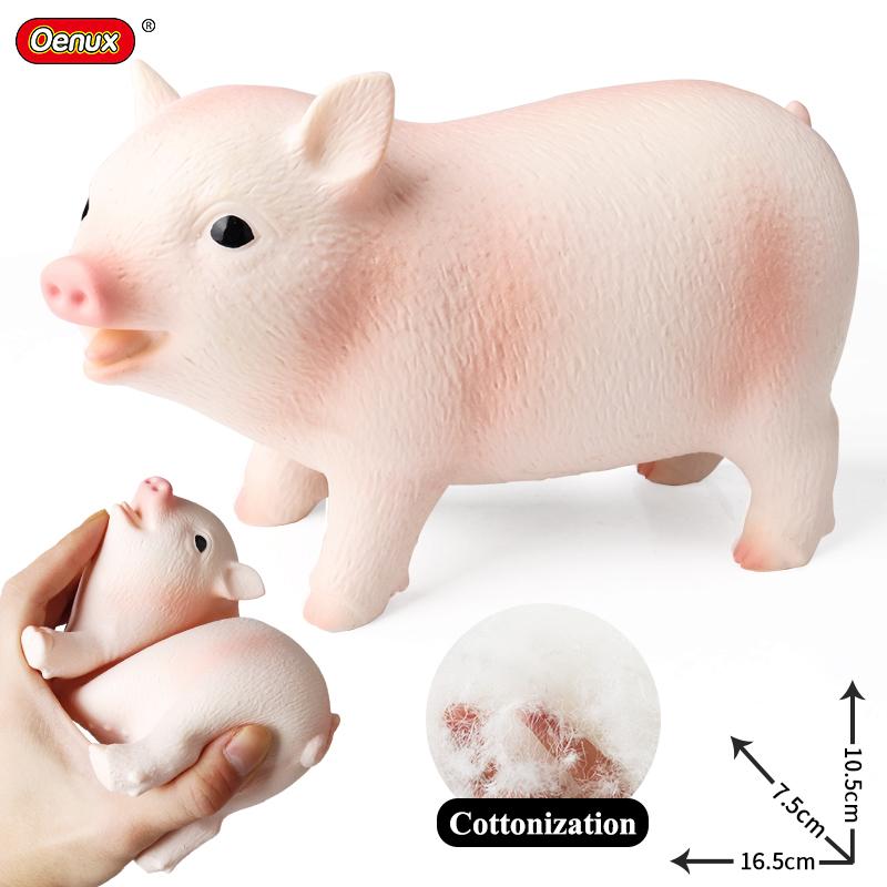 Oenux Soft Cotton Farm Animals Cow Horse Pig Hen Cat Dog Model Action Figures Wild Lizard Donkey Koala Educational Kids Toy Gift