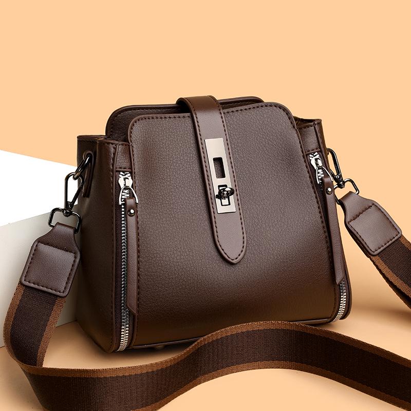 2025 Women's Fashion Bucket Bag: Soft Leather, Crossbody & Shoulder Strap
