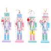 4Pcs Macaron Nutcracker pendant Painted Candy  Puppet Wooden Christmas Ornaments Holiday Party Home Decor Gift Xmas tree pendant