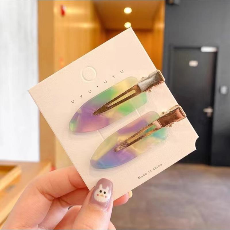 2PCS No Bend Hair Clips for Women Girls Pink Acrylic Acetic Hair Styling Seamless Hair Barrettes Tool Hair Accessories