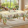 Vintage Easter Bunny Eggs Tablecloths Holiday Party Decor Spring Floral Rectangle/Round Table Cover Easter Decorations for Home