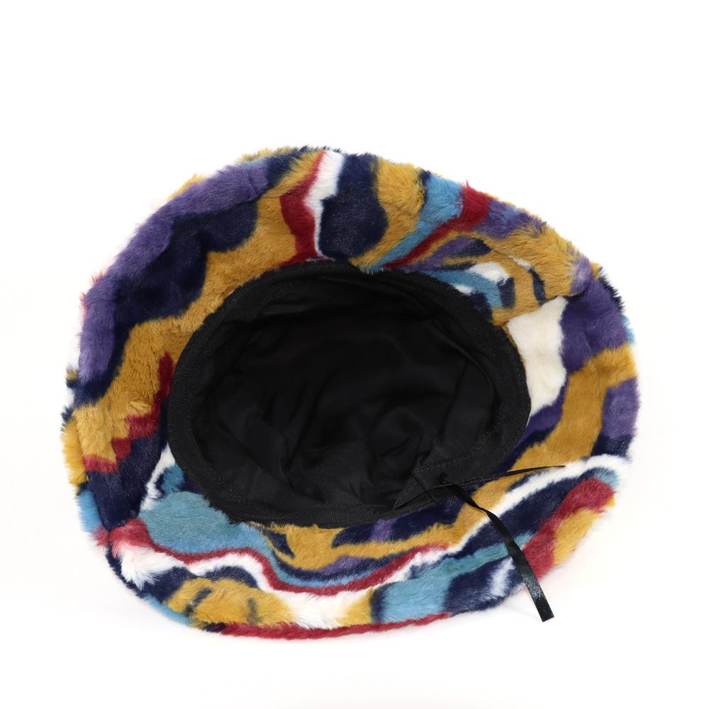 Imitation Rabbit Fur Bucket Hat For Fall Winter Season, Ideal Choice For Gifts Plush Color Matching All-Match Trendy For Daily