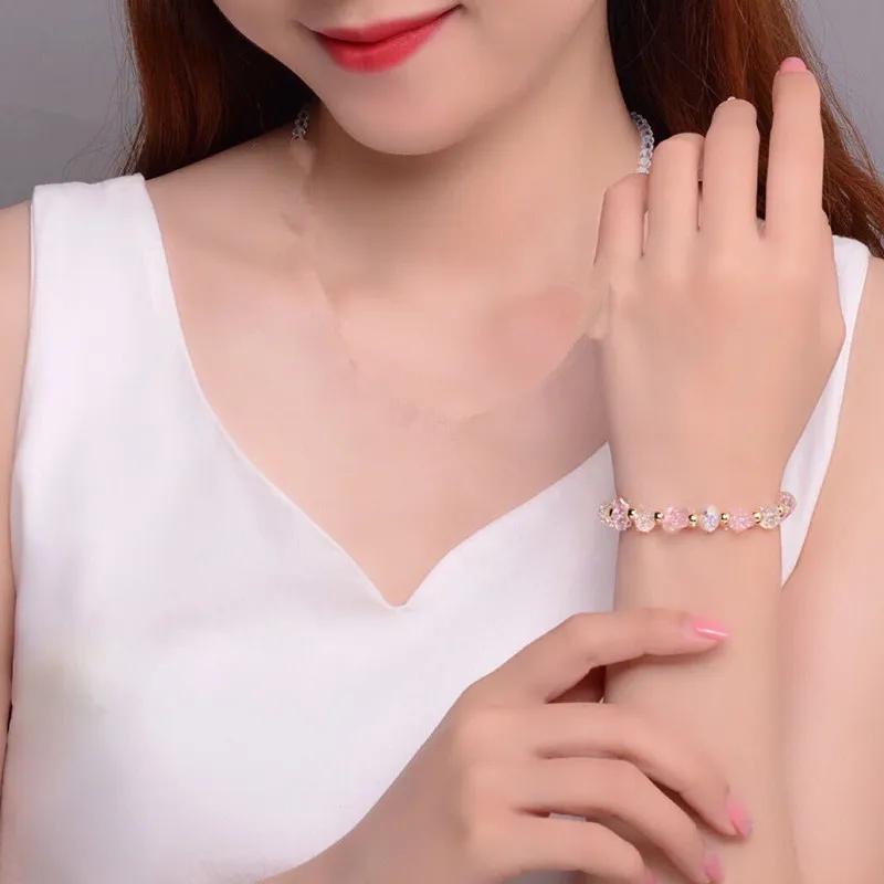 Fashion Butterfly Charm Crystal Stretch Beaded Bracelets Elastic Rope Women Temperament Bracelet