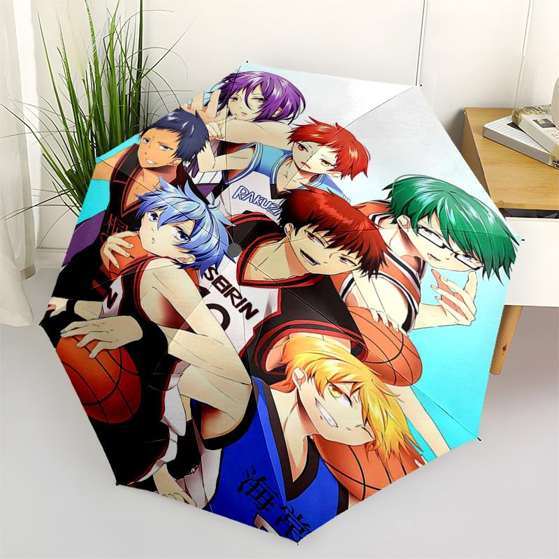 

1pc Outdoor Basketball Anime Characters Automatic Opening/Closing Umbrella with Portable Tri-Fold Design, 8-Rib Iron Frame - Perfect Gift for Fan
