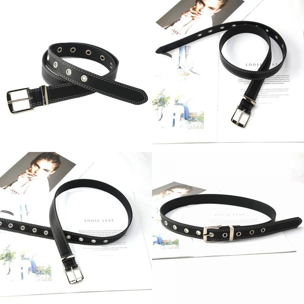 Retro Black Faux Leather Belt Women's Korean Version Minimalist Versatile Student Belt Metal Belt Women's Stock
