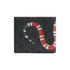 Gucci Coral Snake Print Logo Short Fold Canvas And Leather Wallet Men Wallet Gray Black 451268-K551N-1058
