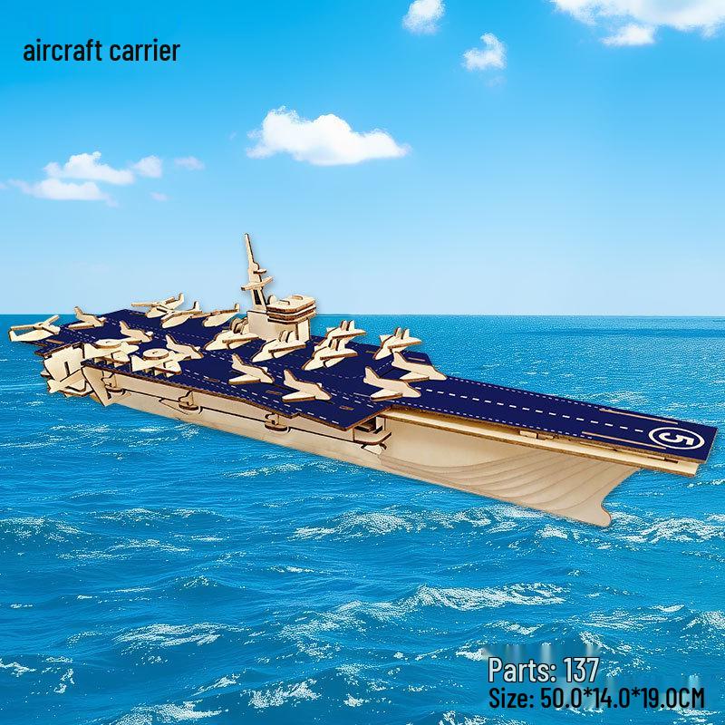 Wooden 3D Military Puzzle Model - Educational DIY Toy for Boys