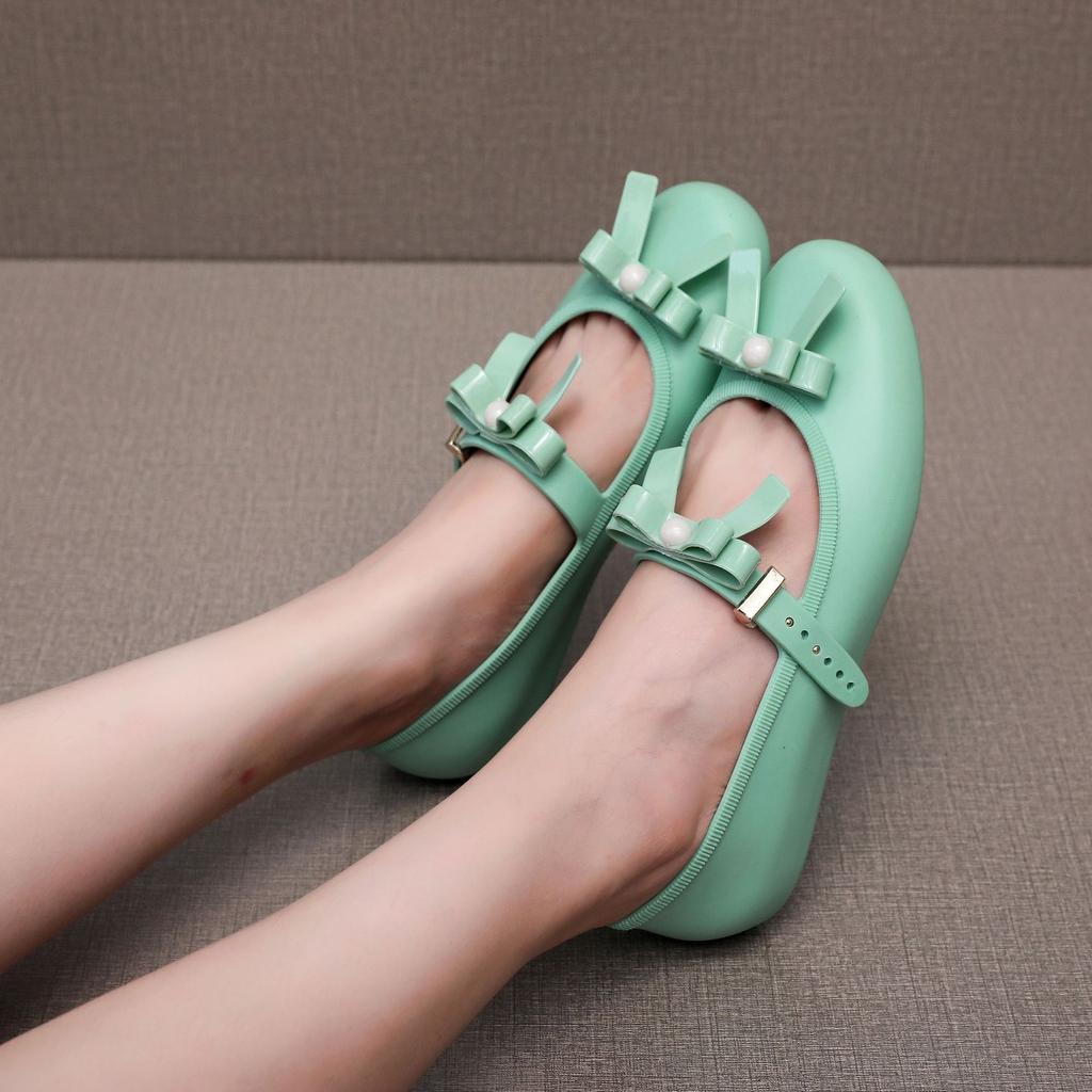 Mode Schleife Damen Ballerinas Französischer Stil Damen Schuhe mit weicher Sohle Runde Zehenpartie Ballerinas Mode Elegant Mary Jane Schuh