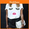 Trendiges Damen-Kurzarm-Grafik-T-Shirt Mit Schwarz-Weiß-Print Für Stylische Streetwear