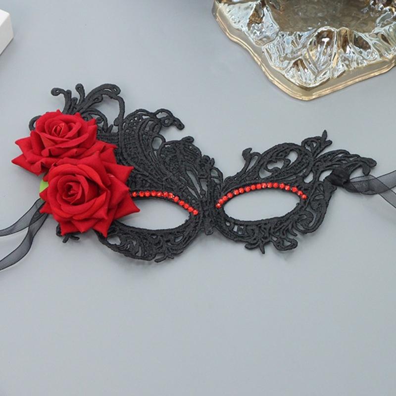 Damen Maskerade Maske mit Strasssteinen Ball Abschlussball Maske Venezianische Party Maske Halbgesichtsspitzenmaske Augenmaske Karnevalsmaske